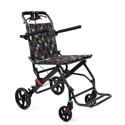 Inyanpower Silla de ruedas plegable de aluminio para personas mayores, discapacitadas, silla de ruedas con reposapiés, silla de ruedas plegable para interiores y exteriores (IN-A068)