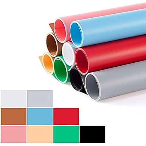 Meking PVC Backdrop 27x51inch (68x130cm) PVC Background Matte PVC Solid Color Photography Backdrop for Photo Video Photography Studio -9 in 1 kit Cover