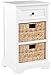 SAFAVIEH Home Collection Carrie Distressed Cream/ Natural Wicker 3-Drawer Storage Nightstand Side Table (Fully Assembled)