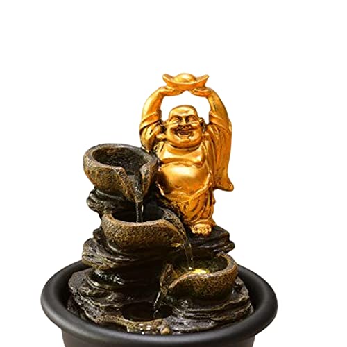 Ioensy Minidecoração de resina fonte de estátua de buda em cascata fonte de mesa para home office, B