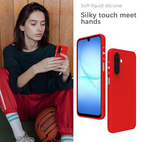 Image of YATWIN Silicone Case for Samsung Galaxy A17 4g /5g, Soft-Touch, Shockproof, DustProof, Antiskid Phone Cover for Samsung Galaxy A17 4g /5g - Red