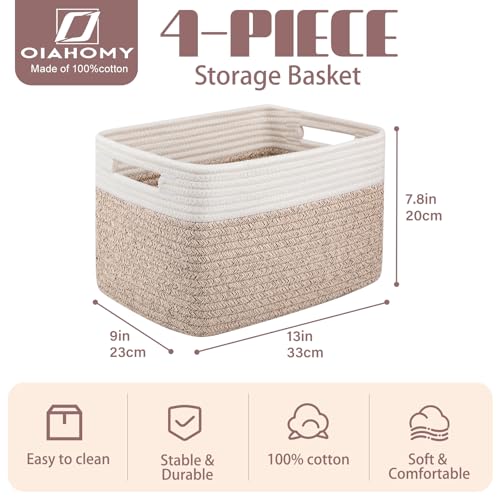 image for OIAHOMY 4 Pack Storage Baskets for Organizing, Basket for Shelves with