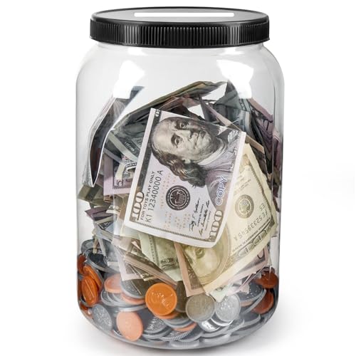 Mczxon Clear Large Piggy Bank with Slotted Lid, 4/5 Gallon