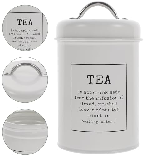Bote de café de granja de hierro blanco y tarro de té hermético ligero 8