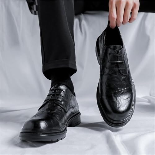 Mens Lace-up Leather Shoes Luxury Comfortable Tuxedo Shoes Formal Oxford Classic Business Shoes(Black,10)2