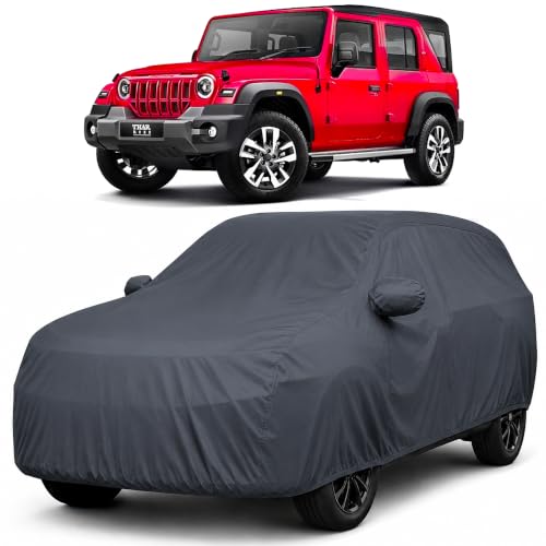 Image of Autofact Car Cover for Thar Roxx | All Weather Waterproof Full Body Car Cover | Light-Weight Triple-Stitched Outdoor Shield with UV Protection, Dustproof & Heat-Resistant