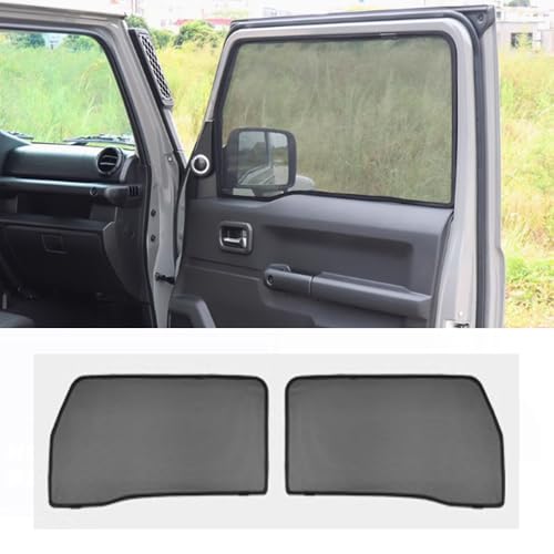 Fit for Suzuki Jimny 2-Door 2019 2020 2021 2022 2023 2024 2025 Auto Inner Front Door Window Anti-UV Windshield Sunscreen Dust Protector Cover,Sun Visor Shades Privacy Net Gauze Curtain Anti-Insect