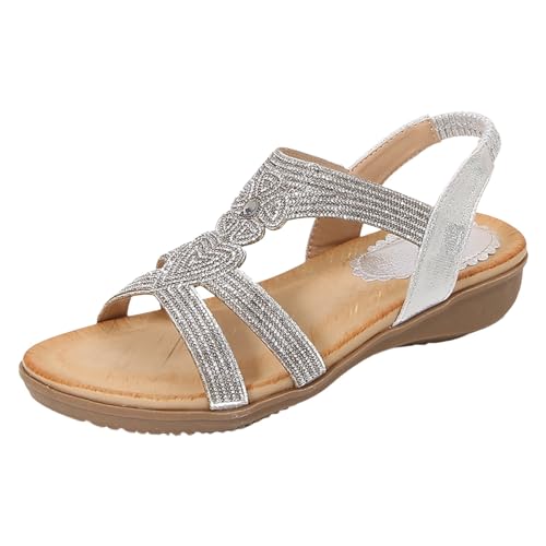 Sandales élastiques cheville anti-douleur style vintage pailleté