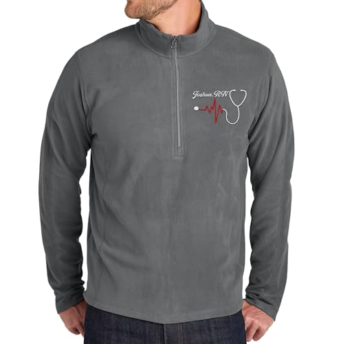 NACRE APPAREL Custom Nurse Microfleece Women Men Jacket Personalized Stethoscope Fleece Pullover