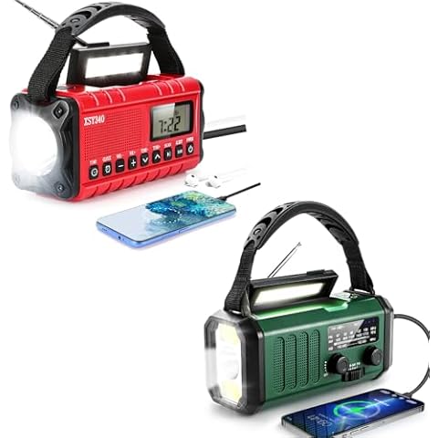 Emergency Weather Radio 10000mAh,Portable Power Bank with Solar Charging, Hand Crank & Battery Operated NOAA Alert, LCD Display, SOS Alarm, AM/FM & LED Flashlight, Clock Radio for Outdoor Emergency Cover