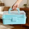 WINDAWNKE 3 Layers Blue Craft Art Box, Plastic Portable Tackle Box, Sewing Organizer for Crafts, Sewing Supplies, Jewelry and Tools #3