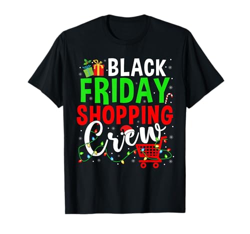 Friday Shopping Crew Christmas Lights Black Shopping Family T-Shirt