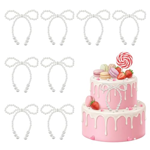 Pearl Bows for Cake Decorating Pearl Bow Flower Bouquet Accessories Cake Bows for Decorating Elegant Bridal Shower Birthday Party Decorations for Wedding Baby Shower Supplies