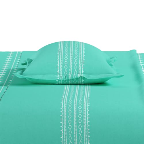 Image of Mytrident Bedsheet for Double Bed King Size |108 inch x 108 inch | Zari Sea Green
