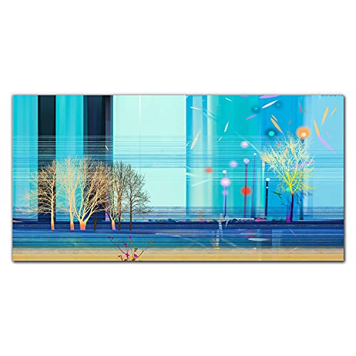 Decoration murale arbres park 100x50cm en tableau en verre trempe moderne