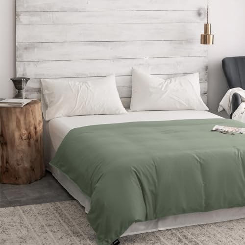 Image of ZonLi 48 inchx72 inch New Green Duvet Cover, Oeko-texCertified 100% Cotton, Twin Size RemovableDuvet Cover for Weighted Blanket