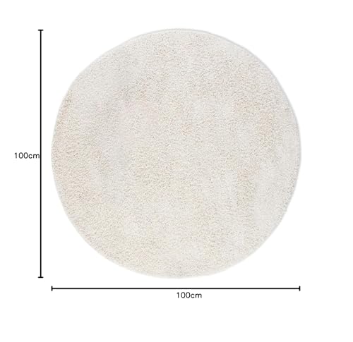 freundin Home Collection 105978 Round Shaggy Fluffy High Rug-Plain Soft Easy Care Long Pile for Living Dining, Bedroom - Image 2