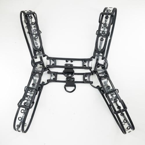 Mens See-through Harness PU Leather Suspenders Belt Adjustable Shoulder Strap2