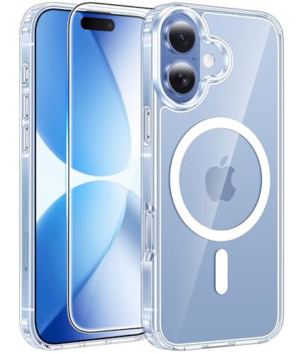 Image of FNTCASE for iPhone 17 Case: [Compatible with Magsafe] [Screen Protector] Anti Yellowing Transparent Clear Magnetic Phone Cover - Military Grade Shockproof Drop Proof Protective Cases - Clear