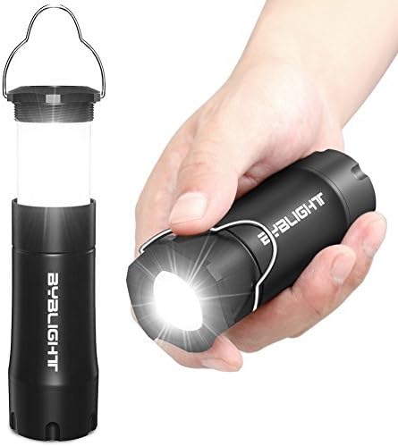 BYB Portable 2 in 1 LED Camping Lantern and Flashlight with 3 Modes, High Output Bright for Hiking, Camping, and Emergencies
