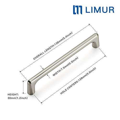 25 Pack 5”Inch Cabinet Pulls Kitchen Cabinet Handles Brushed Nickel Drawer Pulls Kitchen Cabinet Hardware Drawer Handles Dresser Handles Kitchen Cupboard Handles By Limur Hardware (5 Inch Hole Center)