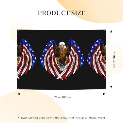 Drapeau des États-Unis avec aigle imprimé pour décoration de maison - 7