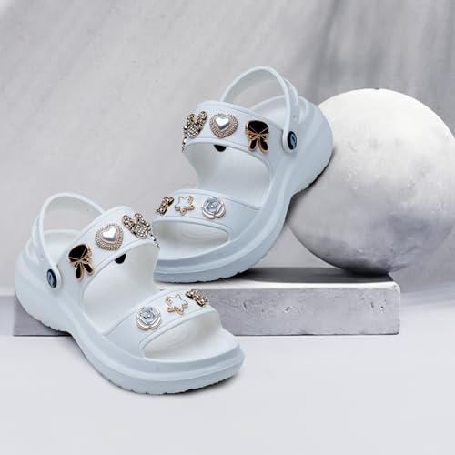 Image of DOCTOR EXTRA SOFT Women's Metallic Charms Fashion Slippers /Sandals With Adjustable Back Strap|Comfortable|Lightweight|Stylish & Anti-Skid|Waterproof Casual Beach Slides Mules Girls & Ladies D-533