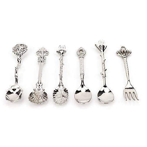 Spoon Spoons 6 Pack for 6Pcs Accessory Cutlery for Set Decorative Zinc Alloy for Slotted Spoons (Silver (Crown Handle)) - Image 2