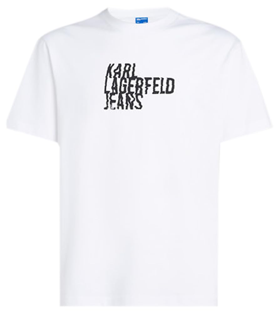 KARL LAGERFELD JEANS, Men's, Regular Short Sleeve Stacked Logo Tee, Regular Fit, White, XS
