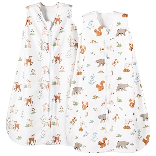 PHF Warm Micro-Fleece Baby Sleep Sack 6-12 Months, Soft Baby Wearable Blanket, 2-Way Zipper Sleeping Bags, 2 Pack Comfy Toddler Sleeping Sack for...