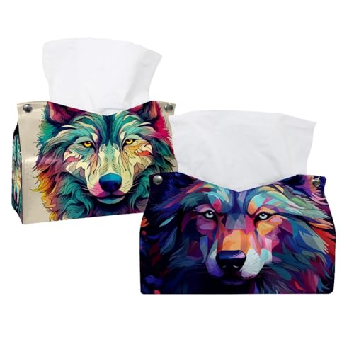 Boîte à mouchoirs loup lot de 2 pour rangements de bureau et salons