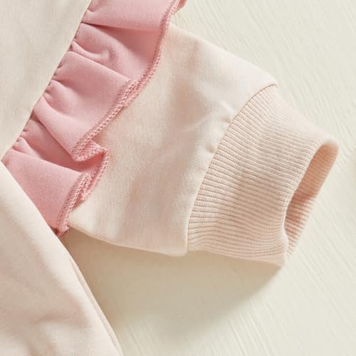 Kupretty Baby Girl Clothes Toddler Fall Winter Outfit Ruffles Crewneck Bow Pullover Sweatshirt + Joggers Pants Set (Pink, 18-24 Months)