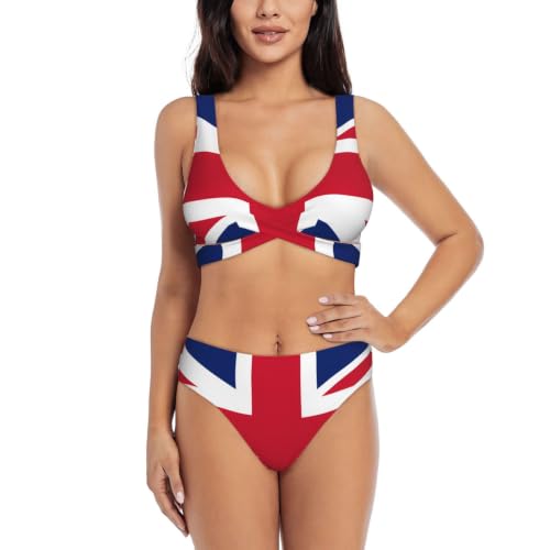 Maillot de bain triangle réglable à motif drapeau britannique pour vos vacances d'été