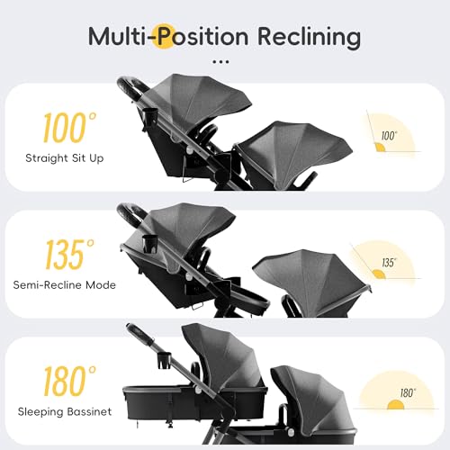 Mu Double Stroller, Foldable Tandem Stroller With Adjustable Backrest thumb #2