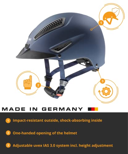 Uvex perfexxion II Horse Riding Helmet for Women & Men - Adjustable & Excellent Ventilated Equestrian Helmet, Blue XS-S - Thumbnail 7