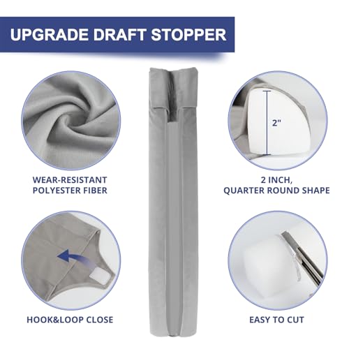 Hador DOOR DRAFT STOPPER Noise Blocker 32 Inches For Bottom Of Door, Grey Twin Triangular Under Door Draft Stopper Seal Gap Machine-Washable Air Blocker thumb #3