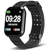 DoSmarter Surpro Fitness Watch, Wearable Activity Tracker Running Watch with Heart Rate Monitor, Waterproof Smart Wristband Pedometer Watch for Kids Woman Man, Black