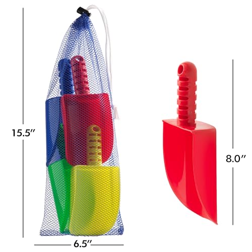 Sand Shovels for Kids - (Pack of 4) 8 Inch Beach Shovel Set with Mesh Carrying Bag for Children and Toddlers - Outdoor Sandbox Toys for Digging, Planting or Playing in Snow - Image 3