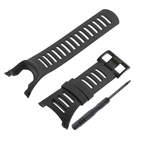 Suunto Ambit3 Ambit 2 Ambit 1ブラックオレンジ用ラバー腕時計 - ブラック