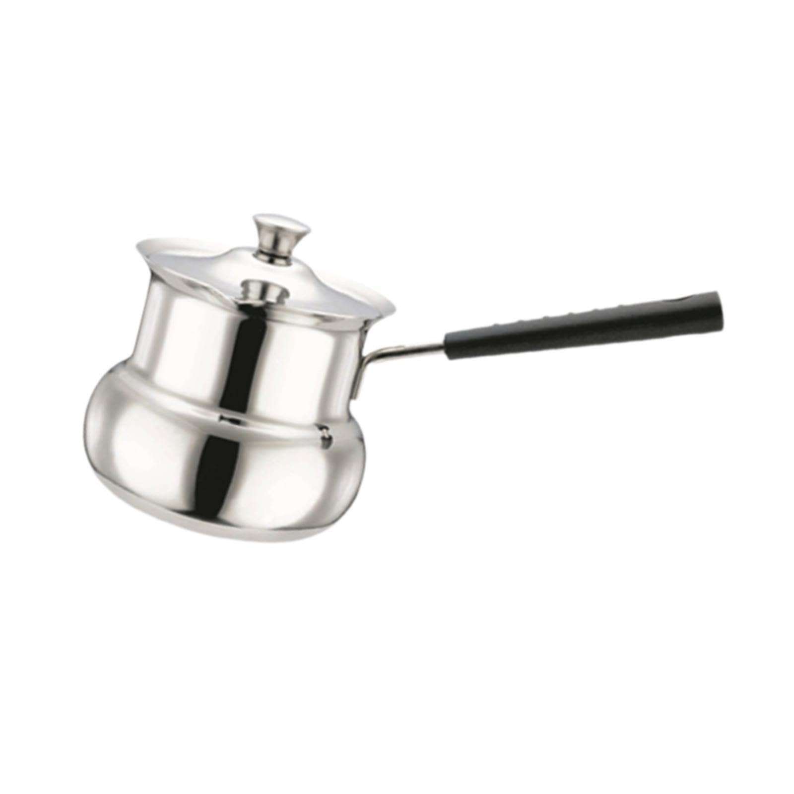 Amagogo Cafetera de Acero Inoxidable, Cafetera Turca, Calentador de Leche, Pequeña Portátil Universal, Sartén para Derretir Chocolate con Mango Cómod, Forma de tambor 720ml, tal como se describe
