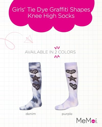 MeMoi Girls' Tie Dye Graffiti Shapes Knee High Socks2