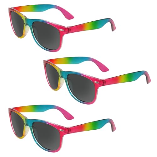 YLOIJO Rainbow Sunglasses 3 Pcs Classic Vintage Rectangle Rainbow UV Protection Gradual Change Sunglasses for Women Men Daily Decoration Pride Fashions Accessory