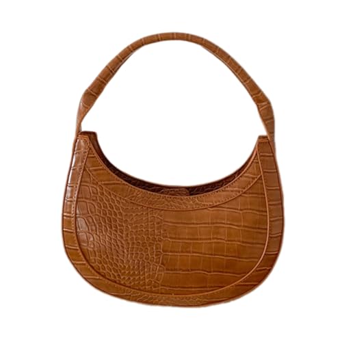 Petit sac à main pour femme en cuir PU marron avec motif lune chic