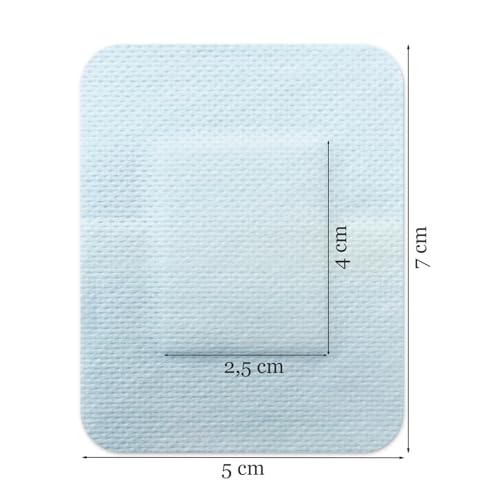 100 Stück Wundpflaster steril 7x5 - steriler Wundverband Pflaster sensitiv - Wundauflage nicht haftend 4x3 cm - Saugstark & Hautfreundlich - Akute Wundversorgung und postoperatives Pflaster