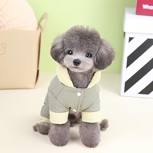 Izefia Dog Coat Windproof Jacket Cold Weather Coats 4 Legs Warm Jumpsuit Winter Thick Snow Proof Clothes Cotton Coat for Small Dog Medium Cat Grey M - Image 4