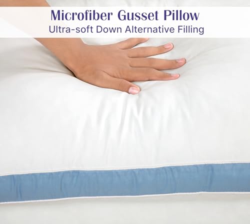 Image of ROYALE LINENS Pillows Standard Size Set of 2 -Bed Pillow for Sleeping -Cooling Pillow for Back, Stomach or Side Sleepers -Down Alternative Std Gusseted Pillows -Hotel Quality (20x26 Inches, Pack of 2)