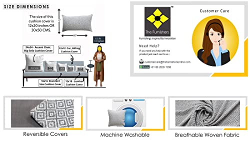 Image of Grey 12x20 Inch Reversible Pack of 1 Cotton Argyle Weaved Throw Pillow Covers for Couch Sofa Bed Home Decoration Restaurant | Size 30 x 50 cm