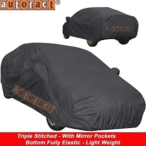 Image of Autofact Car Body Cover with Mirror Pockets Compatible for Mahindra Bolero Neo (Triple Stitched, Bottom Fully Elastic, Dark Grey)