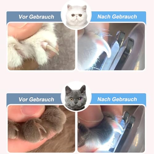 Uncle Yang Tier Nagelknipser mit LED Licht – Krallenschneider aus Edelstahl mit Feile & Spritzschutz, Haustier Krallenschere für Katzen Hunde Kaninchen Kleintiere (Blau)