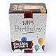 Windlichtglas mit Motiv auf Einer transparenten Banderole, inkl. 1 Teelicht, H/Ø: 6,5 x 6 cm, Motiv: Happy Birthday.